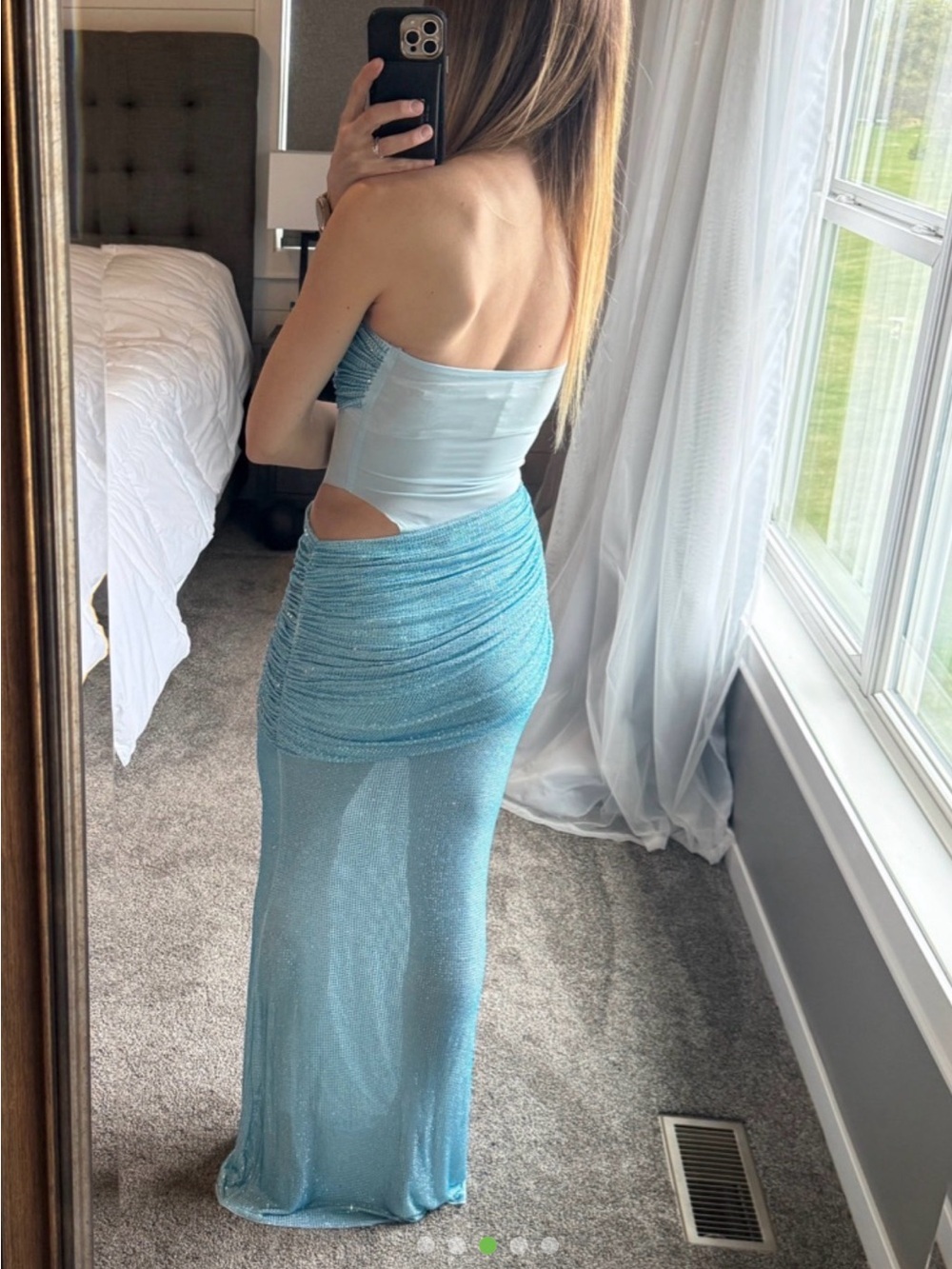 NWT - Babyboo Fashion Kailani Maxi Sequin Embellished Formal Gown in Aqua Blue - Picture 3 of 7
